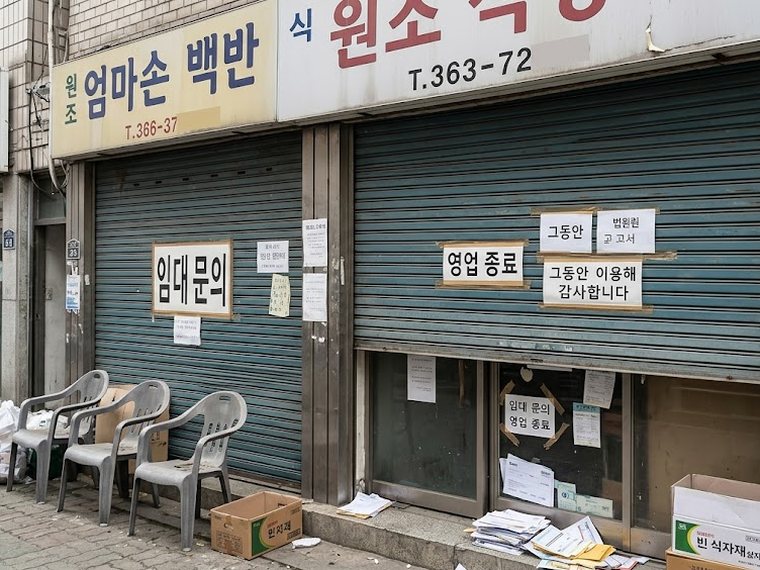 영업을 마치고 문을 닫은 가게